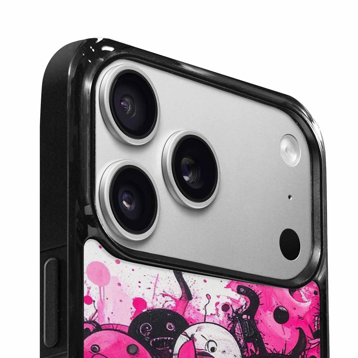 iPhone 17 Pro Case — Black Pink Ink Monsters General Cartoon, Custom Phone Case