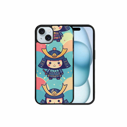 iPhone 15 Plus Case — Samurai Cartoon Art Repeat Pattern, Personalized Phone Case