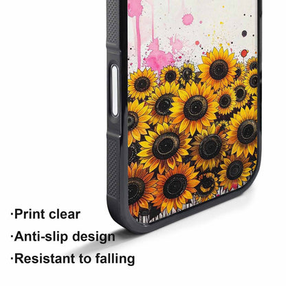 iPhone 17 Pro Case — Sunflower Burst Black Pink Ink Floral, Custom Art Phone Cover