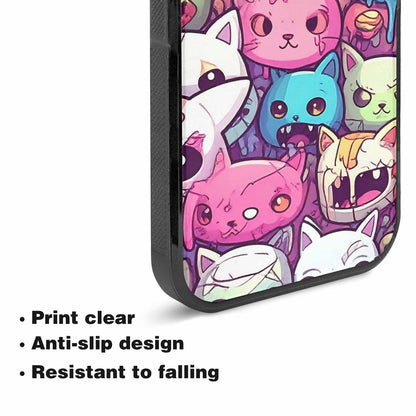 iPhone 15 Plus Case — Pastel Gore Cat Character Pattern Hundreds, Custom Designed Case Cover