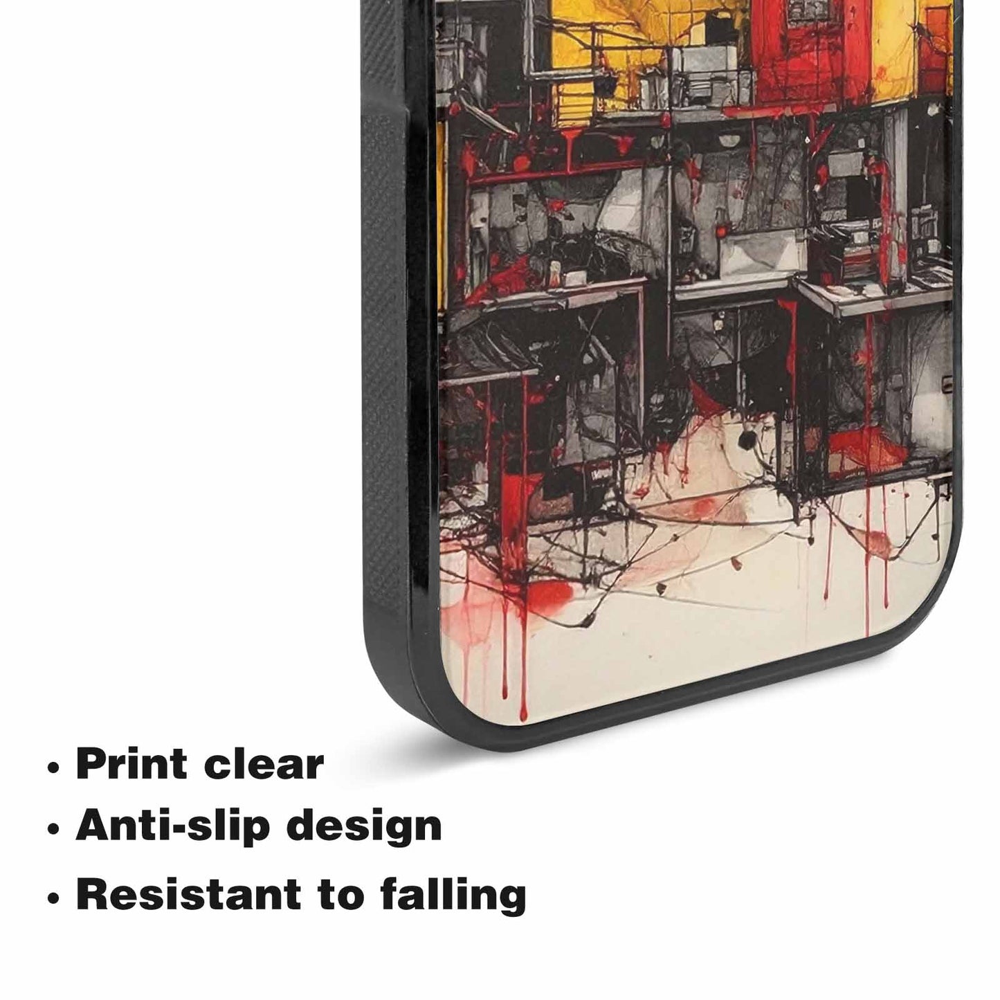 iPhone 15 Case — Liminal Space Fragment Black Red Ink, Custom Phone Case