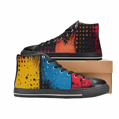 WOMEN'S Comic Book Halftone High Top Canvas Dark Academia Custom Shoes