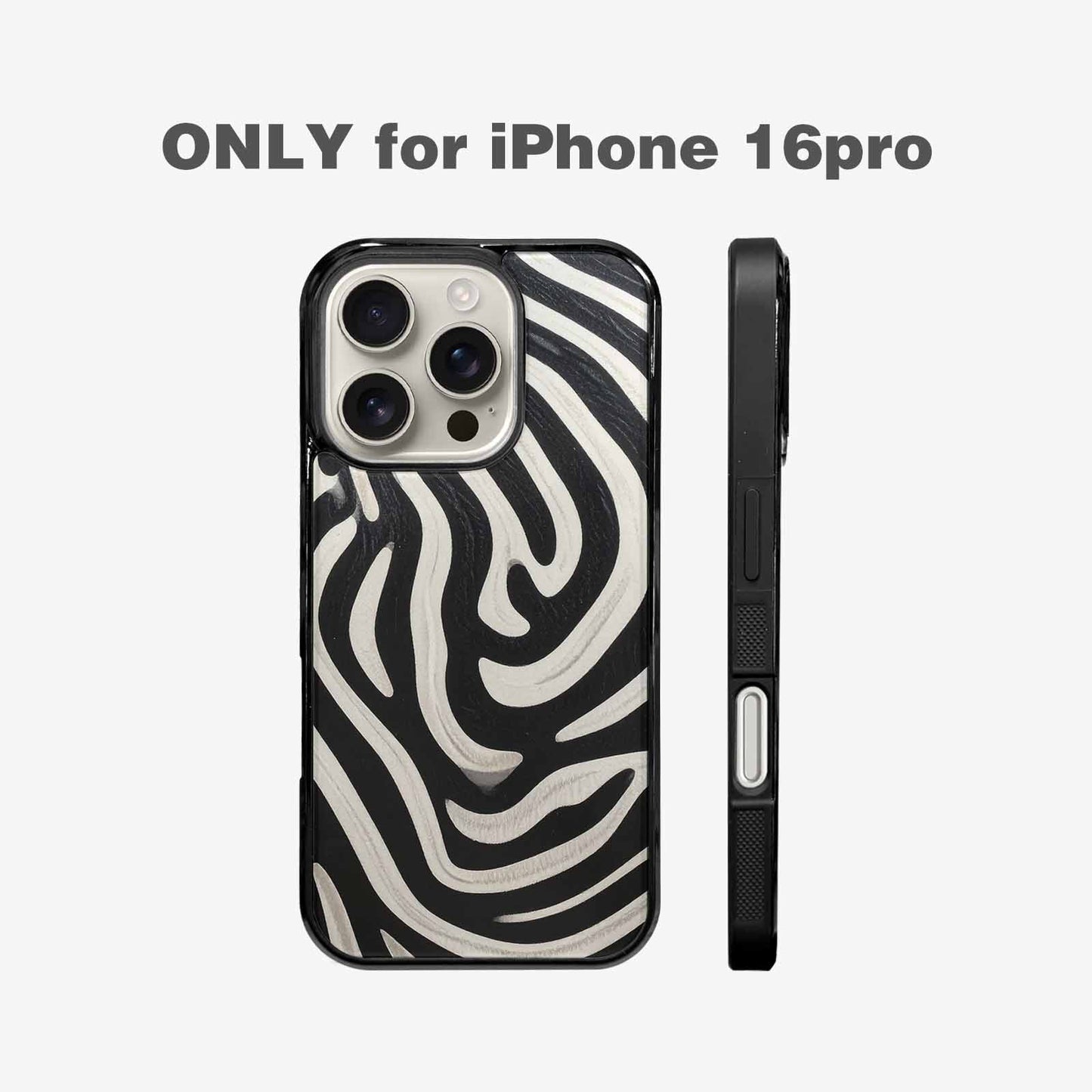 iPhone 16 Pro Case — Modern Zebra Stripe Solid Print Crisp, Custom Phone Case