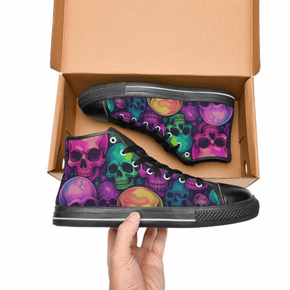 MEN'S Skulls - Neon High Top Canvas Dreamcore Custom Sneakers