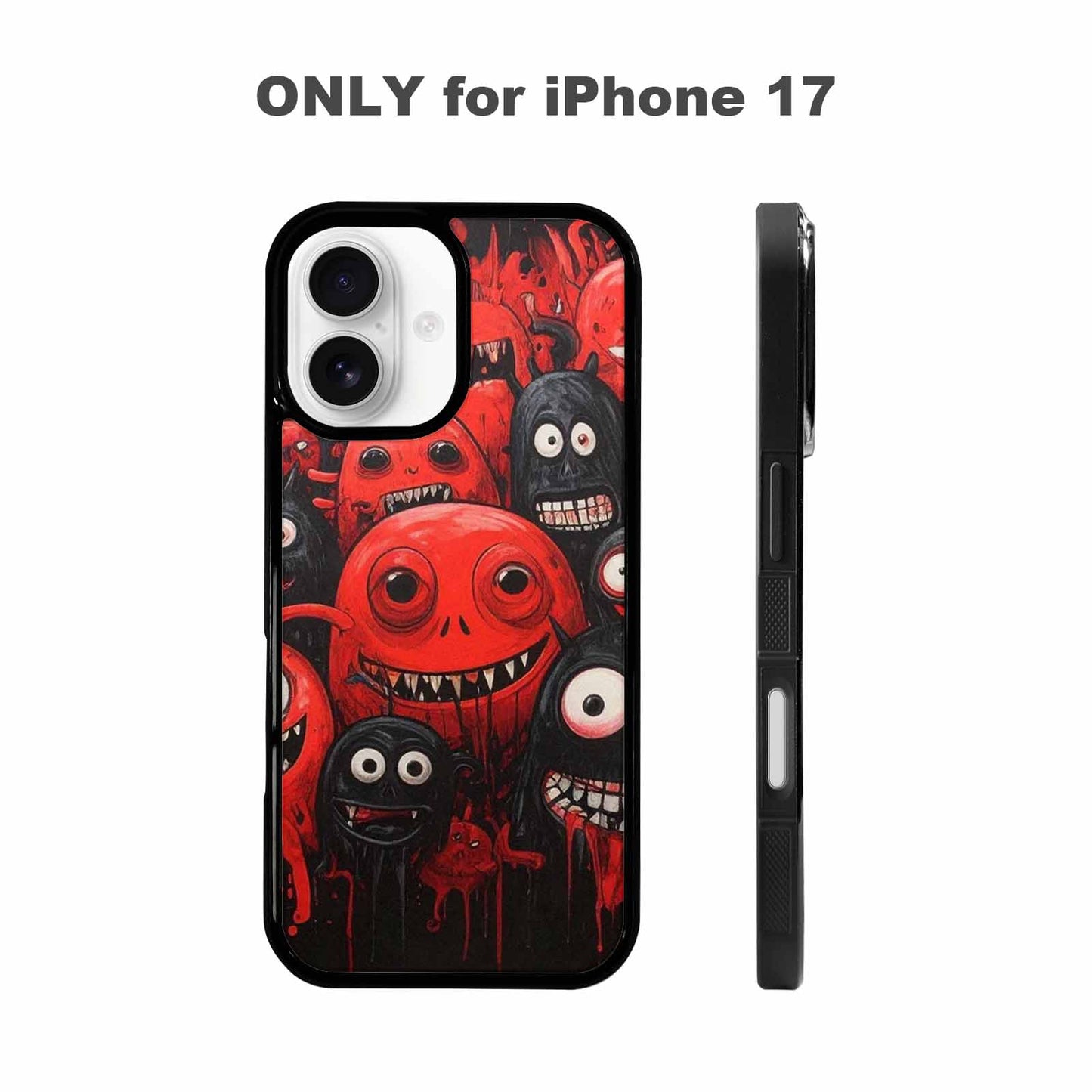 iPhone 17 Case — Black &amp; Red Ink Cartoon Cute, Custom Art Phone Cover