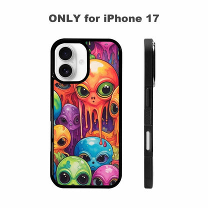 iPhone 17 Case — Melting Aliens Pattern Alien Scifi, Custom Designed Case Cover