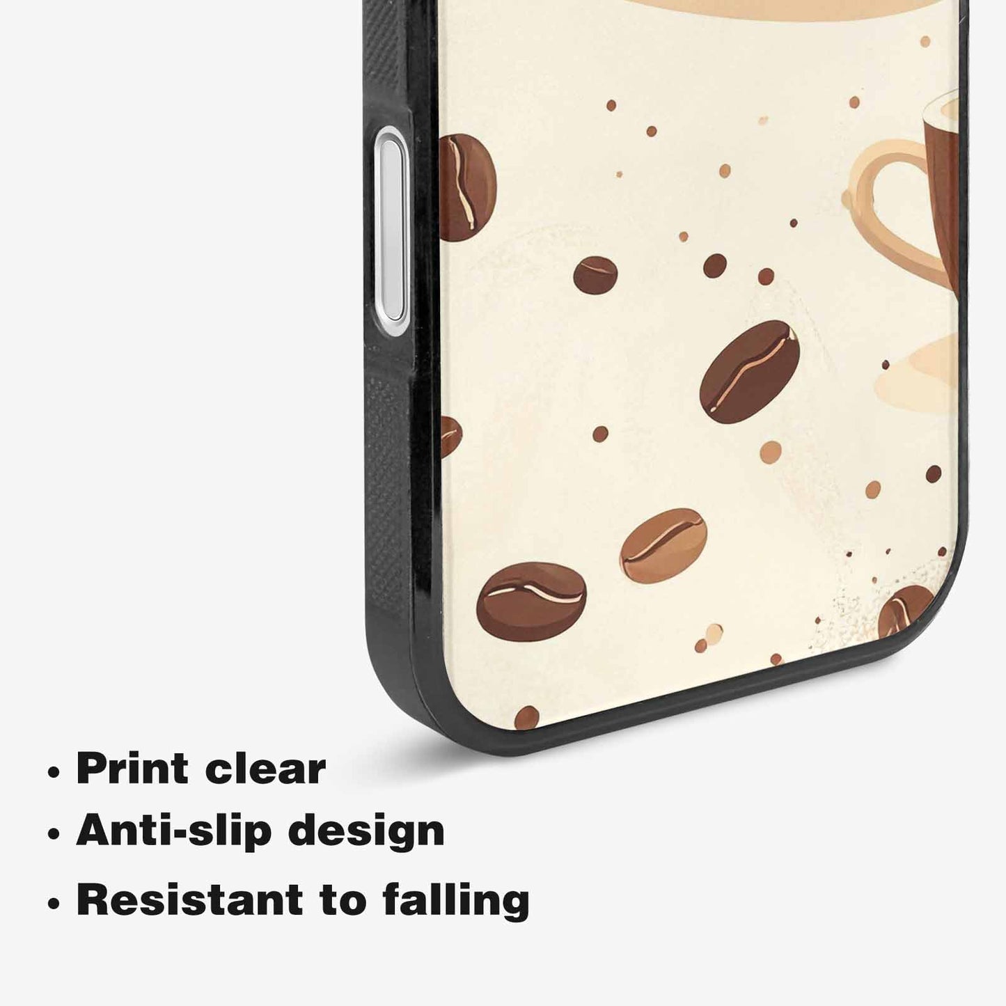 iPhone 16 Case — Coffee Cup And Bean Pattern Seamless, Custom Printed Phone Case