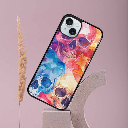 iPhone 15 Plus Case — Kulls Watercolor Skulls Small Skull Pattern, Customized Protective Case