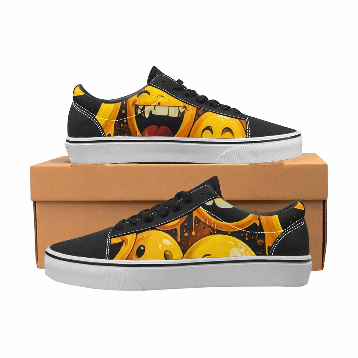 WOMEN'S Melting Moon Smiley — Lace-Up Canvas Y2K Shoes