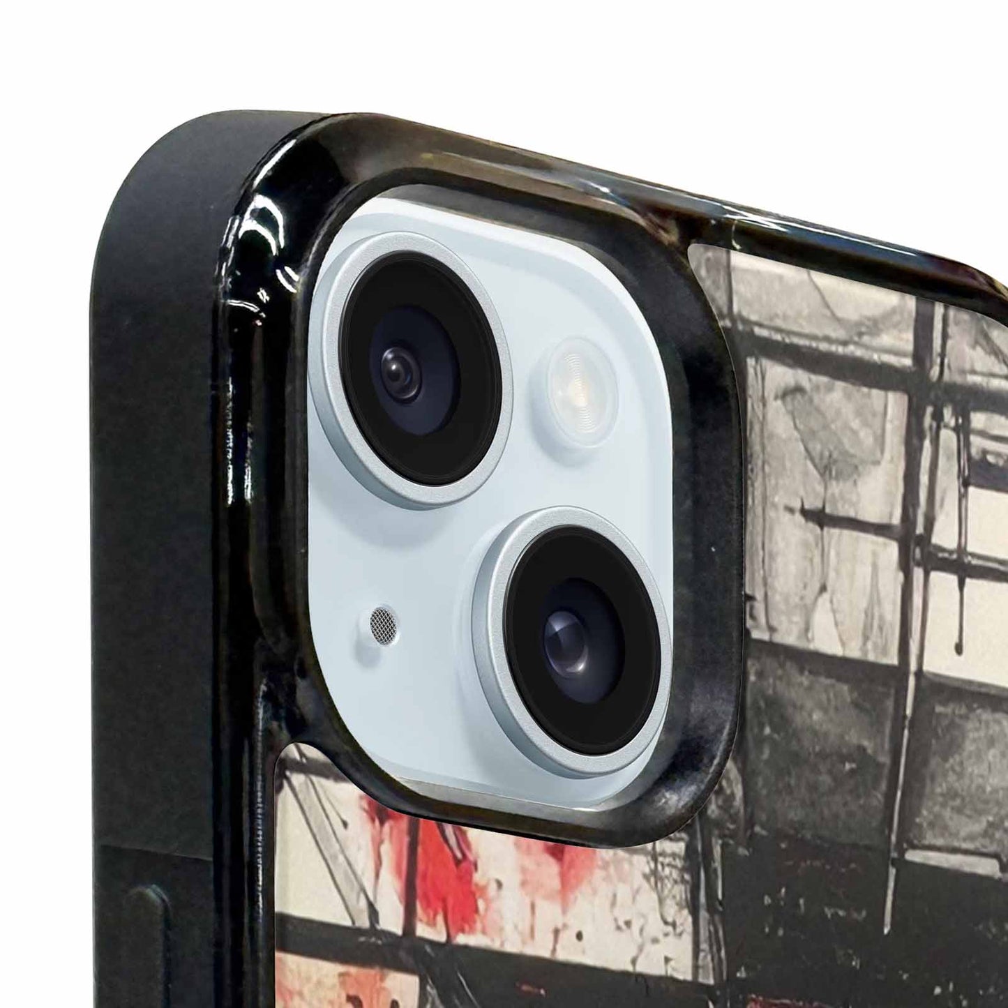 iPhone 15 Plus Case — Liminal Space Fragment Black Red Ink, Custom Print Case Cover