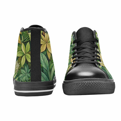 MEN'S Seven-Point Palmate Leaf High Top Canvas Vibrant Chaos Shoes