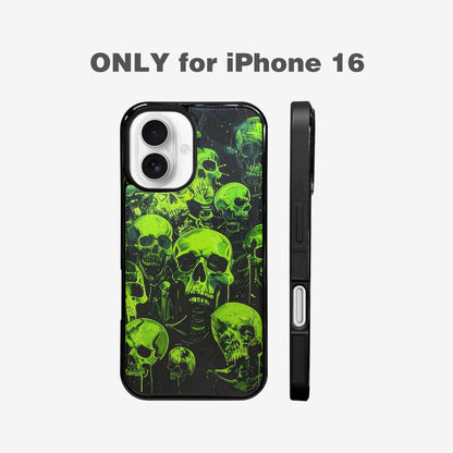 iPhone 16 Case — Skeletons Neon Green Glowskele Ou7 Personalized, Custom Designed Case Cover