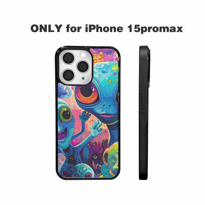 iPhone 15 Pro Max Case — Cartoon Alien Characters, Custom Printed Phone Case