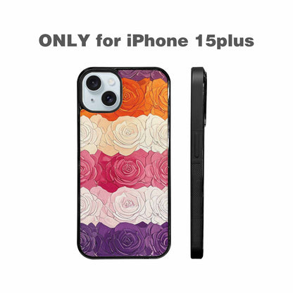 iPhone 15 Plus Case — Lesbian Flag Color Theme Small Rainbow, Customized Protective Case