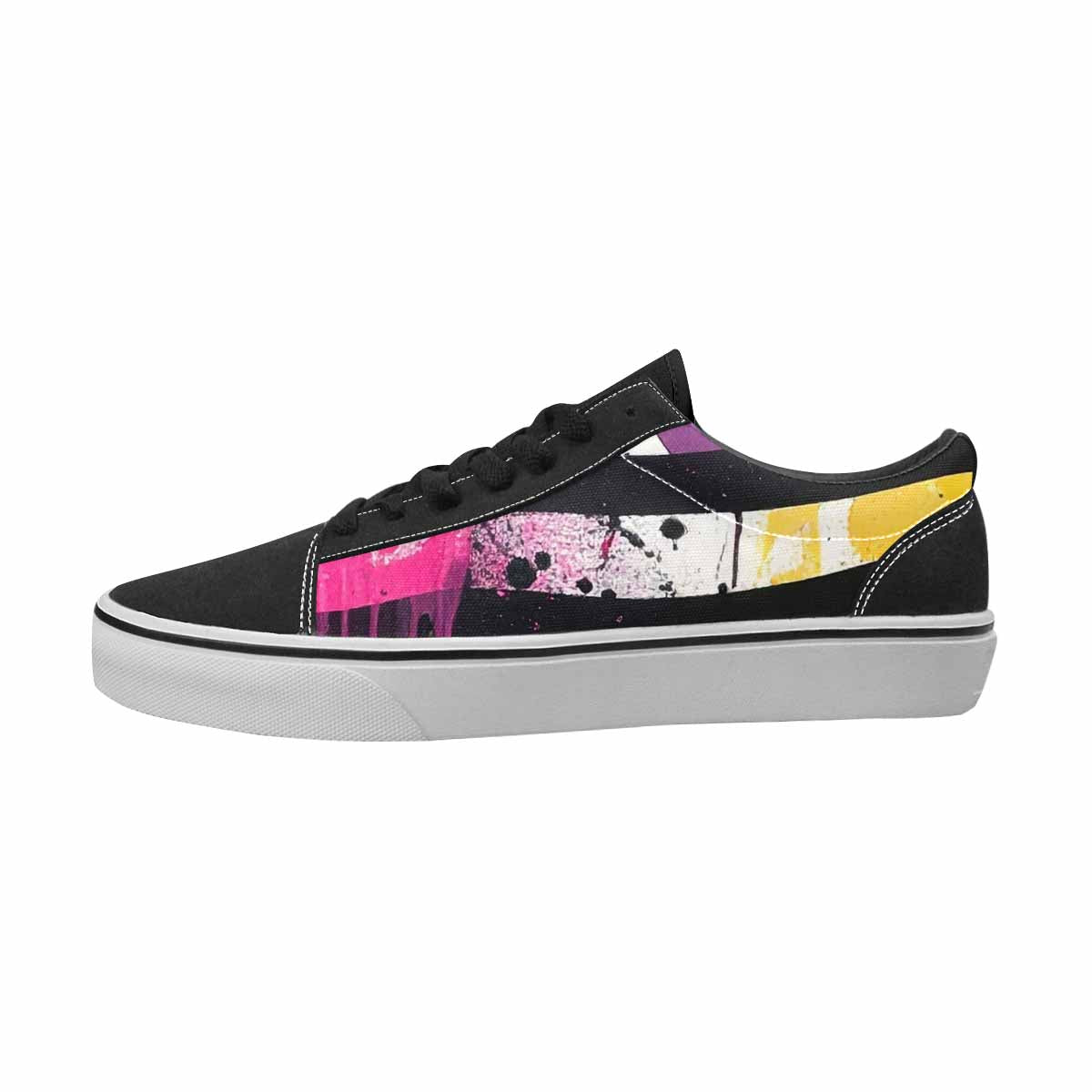 WOMEN'S Zebra Black & Pink Ink Canvas Original Design Neon Fantasy Custom Shoes