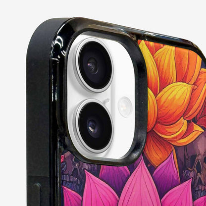 iPhone 16 Plus Case — Lotus Skulls, Custom Printed Phone Case
