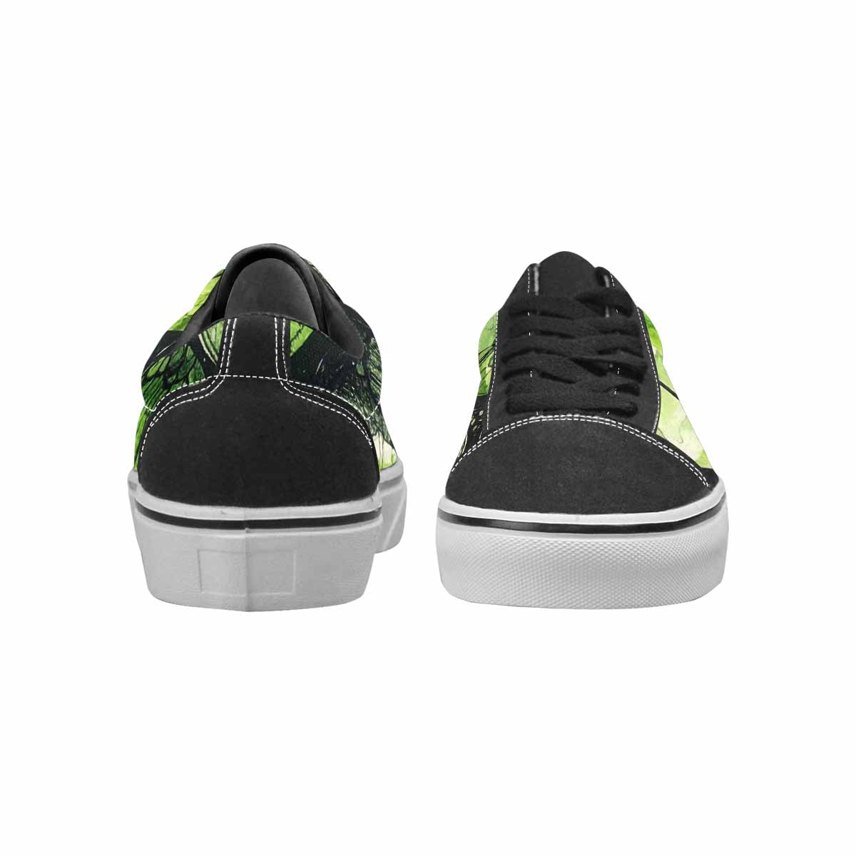 WOMEN'S Reptile Black & Green Ink Canvas Graphic Print Vibrant Chaos Custom Shoes