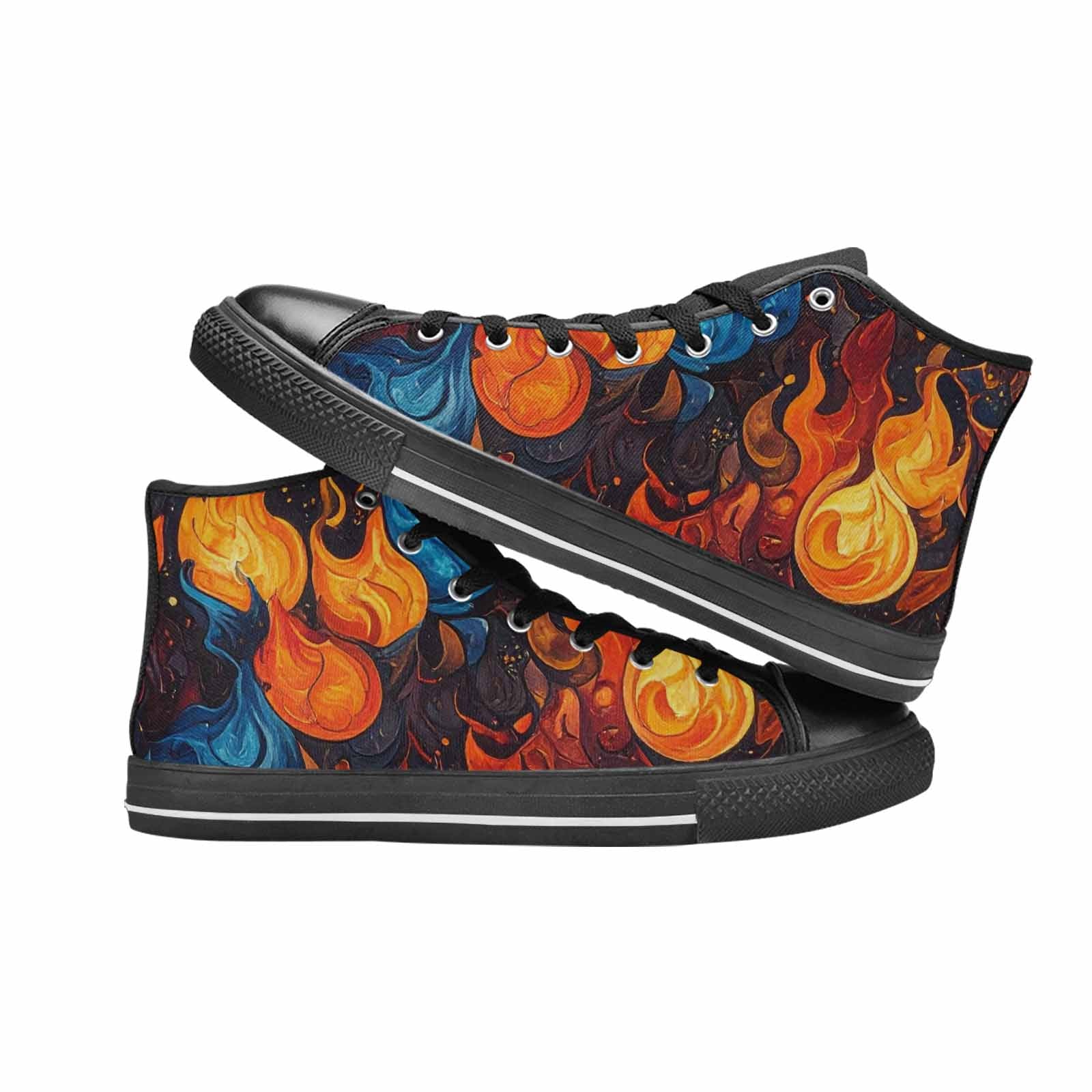 MEN'S Fire Flame High Top Canvas Wallpaper Art Shoes