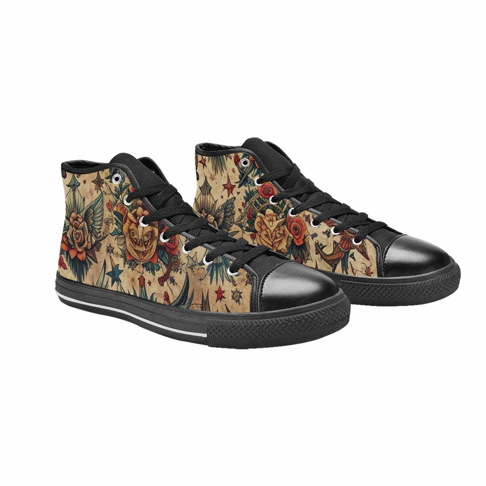 WOMEN'S Old School Tattoo High Top Canvas Dark Academia Custom Sneakers
