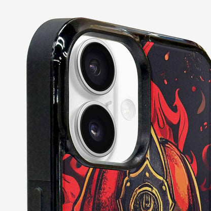 iPhone 16 Plus Case — Firefighter Pattern Flames Axes Helmets Seamless, Personalized Phone Case