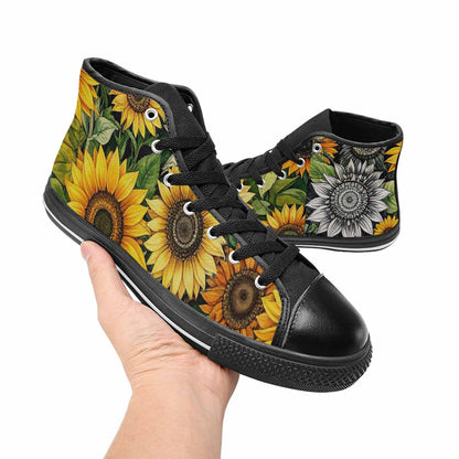 MEN'S Sunflower High Top Canvas Wallpaper Art Sneakers