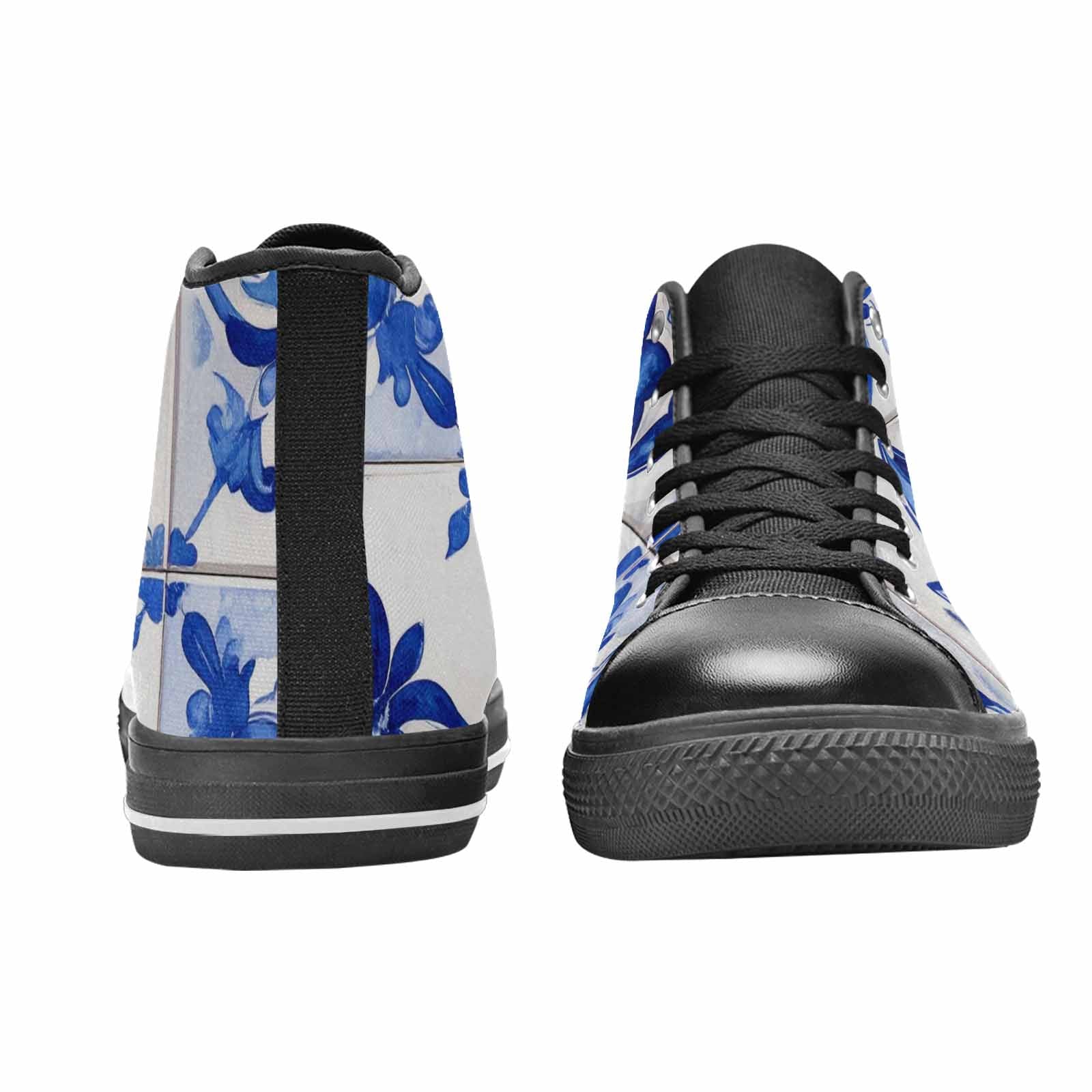 MEN'S Talavera Tile Floral High Top Canvas Dark Academia Custom Sneakers