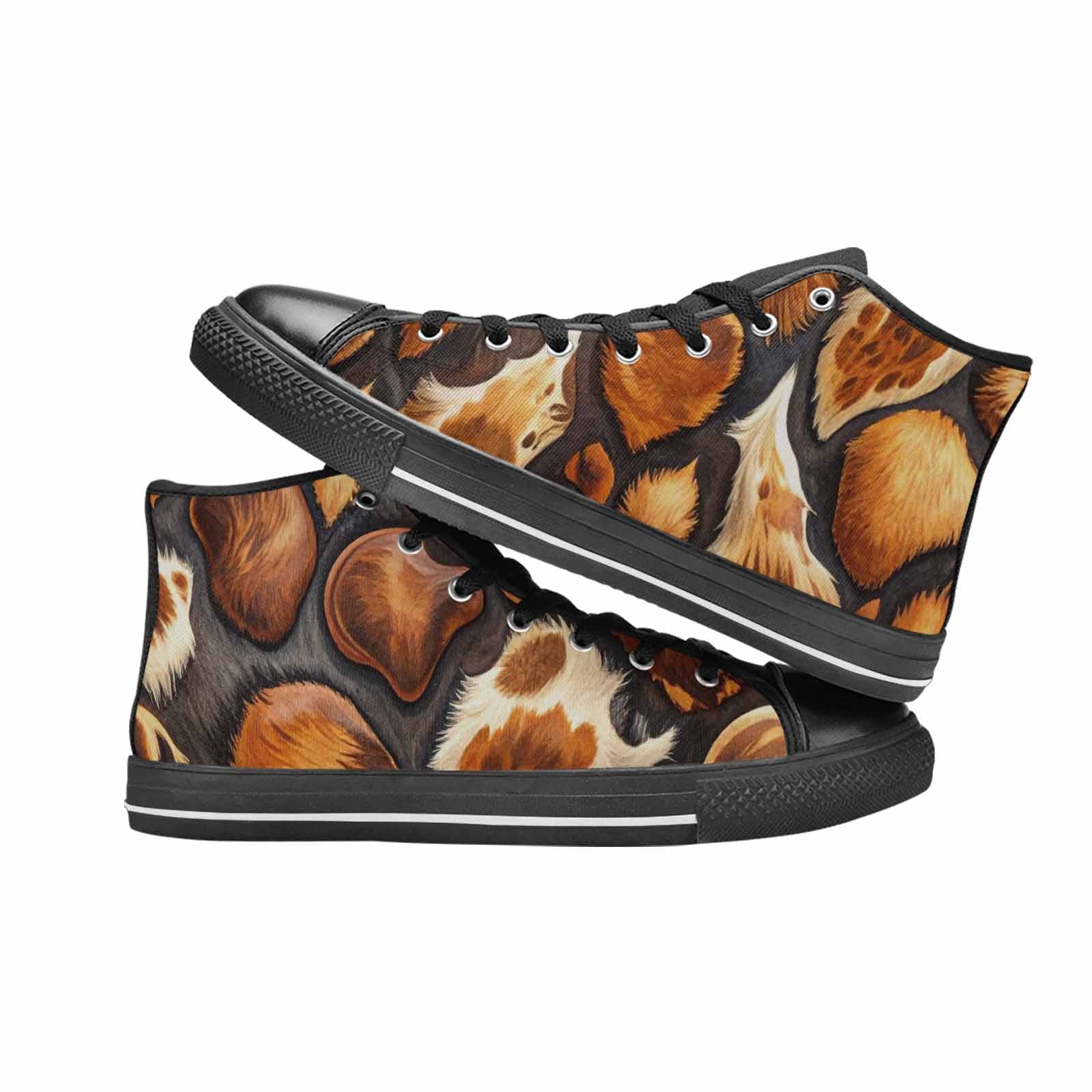 WOMEN'S Cow Animal Print High Top Canvas Surreal Shoes