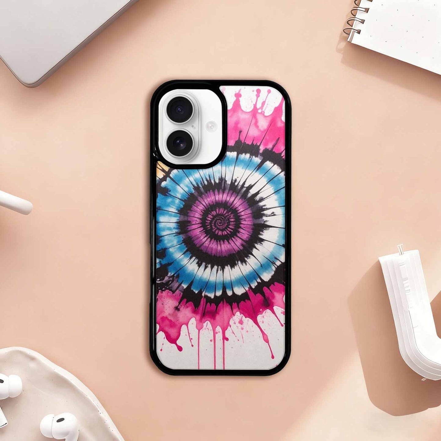 iPhone 17 Case — Tie Dye Swirls Black Tie Dye, Custom Designed Case Cover