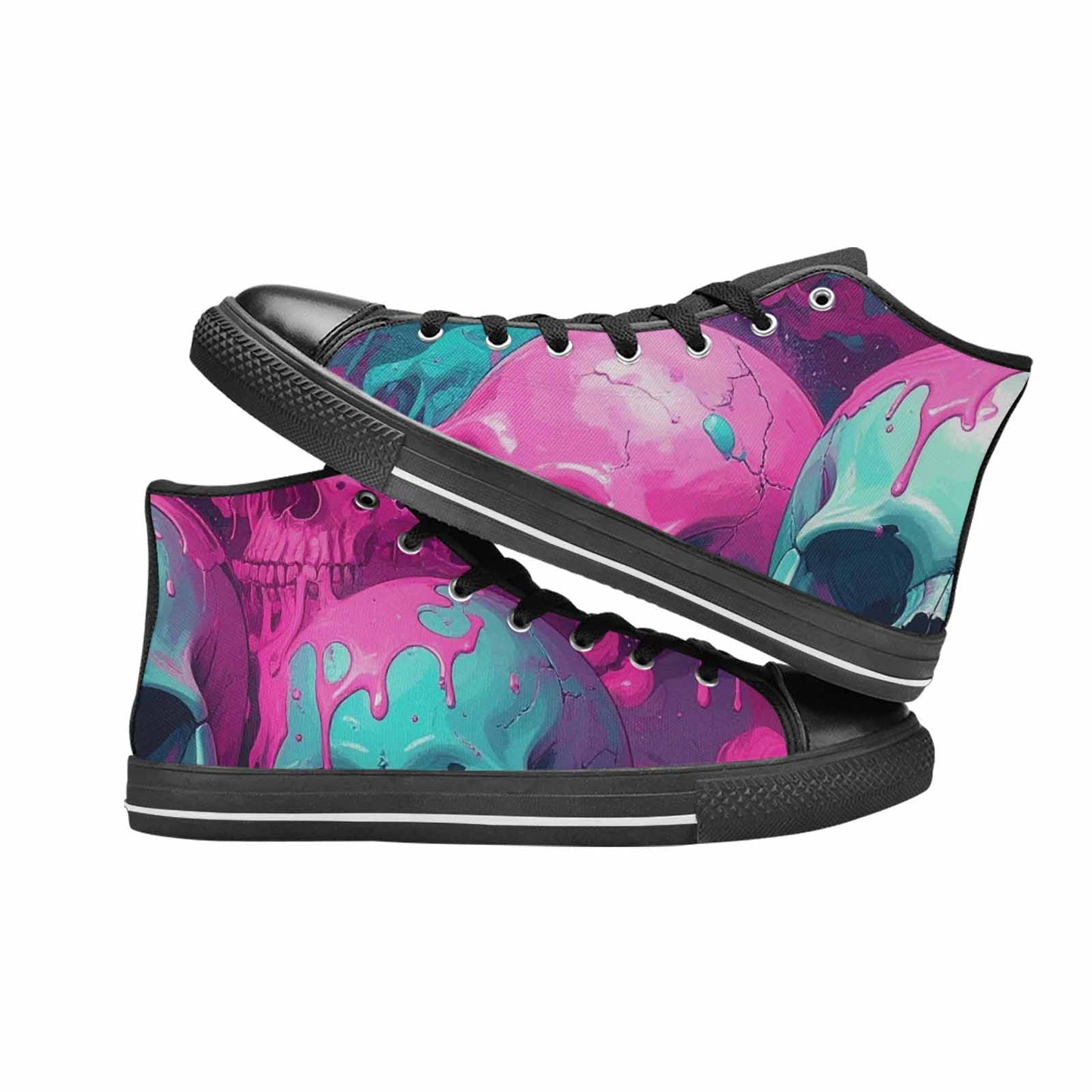 MEN'S Thousands Of Skulls High Top Canvas Vivid Custom Sneakers