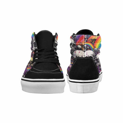 MEN'S Rainbow From Skull S High Top Canvas Vibrant Chaos Custom Sneakers