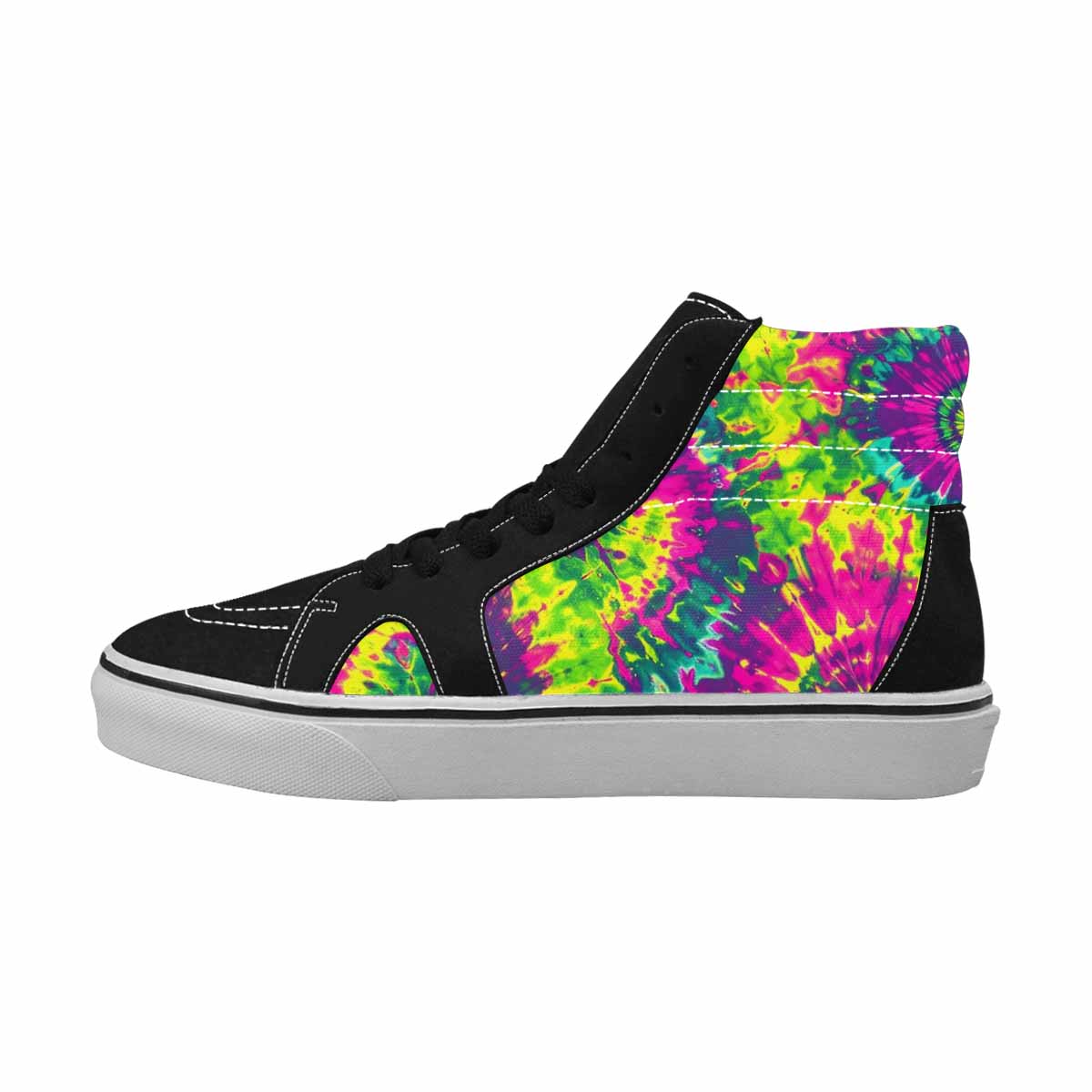 WOMEN'S Tie Dye - High Top Canvas Vibrant Chaos Custom Shoes