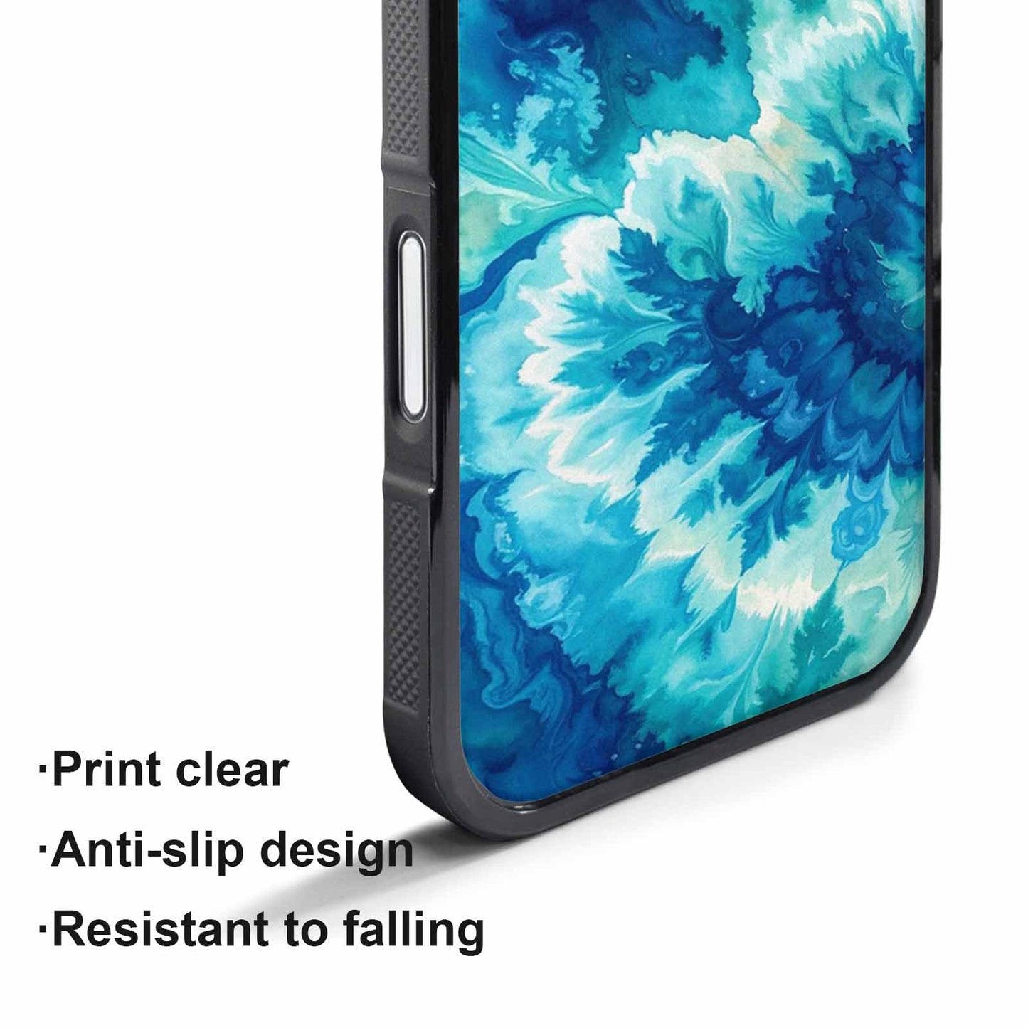 iPhone 17 Pro Case — Tie Dye Ocean Blues Blended Tie, Custom Phone Case