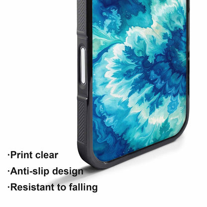 iPhone 17 Pro Case — Tie Dye Ocean Blues Blended Tie, Custom Phone Case