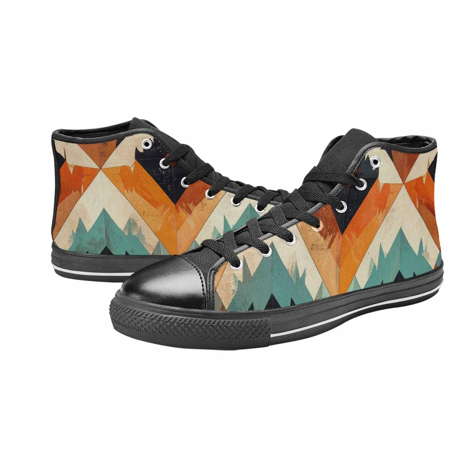WOMEN'S Southwestern Geometric Diamond High Top Canvas Vivid Custom Shoes