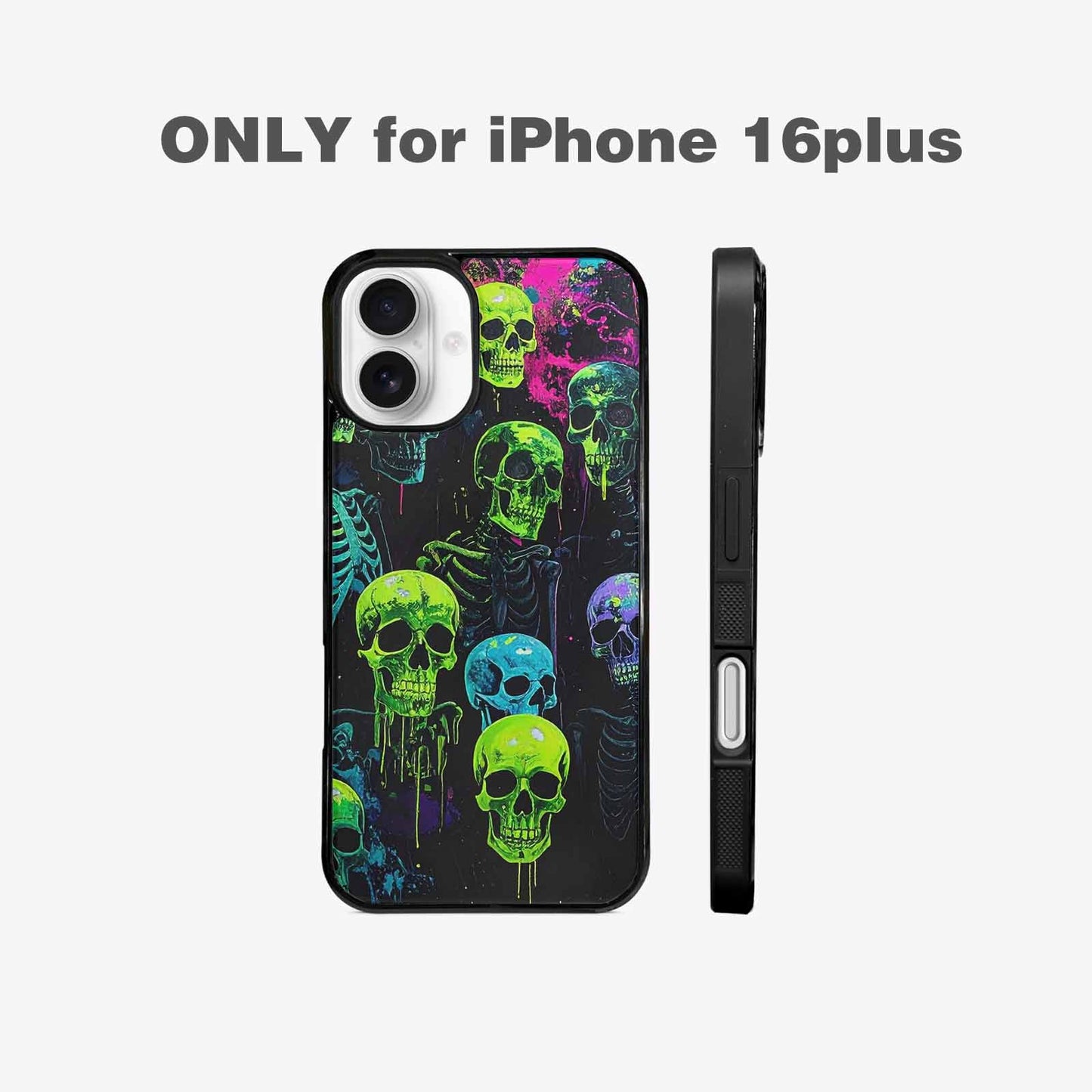 iPhone 16 Plus Case — Skeletons Neon Green Glowskele Ejt Personalized, Customized Protective Case