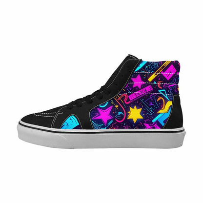 MEN'S 80s Retro Motif High Top Canvas Neon Fantasy Custom Shoes