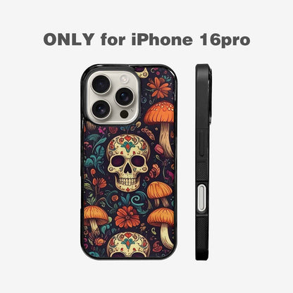 iPhone 16 Pro Case — Mushrooms And Skulls, Custom Printed Phone Case