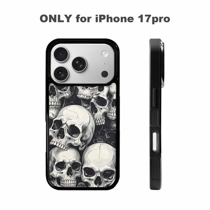 iPhone 17 Pro Case — Skulls Classic Black White Small Gothic, Custom Made Phone Cover