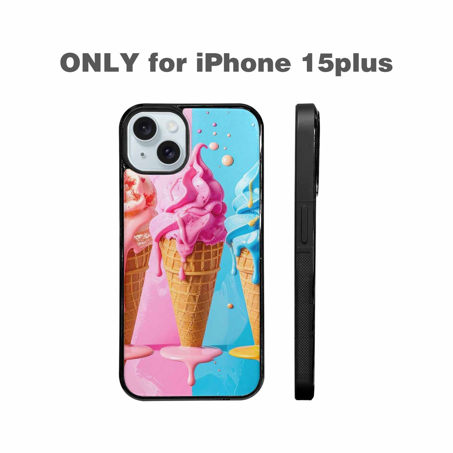iPhone 15 Plus Case — Collage Of Overlapping Waffle Cones Icecream, Custom Art Phone Cover