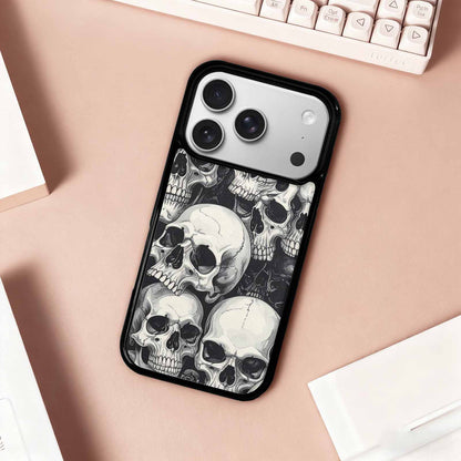 iPhone 17 Pro Case — Skulls Classic Black White Small Gothic, Custom Made Phone Cover