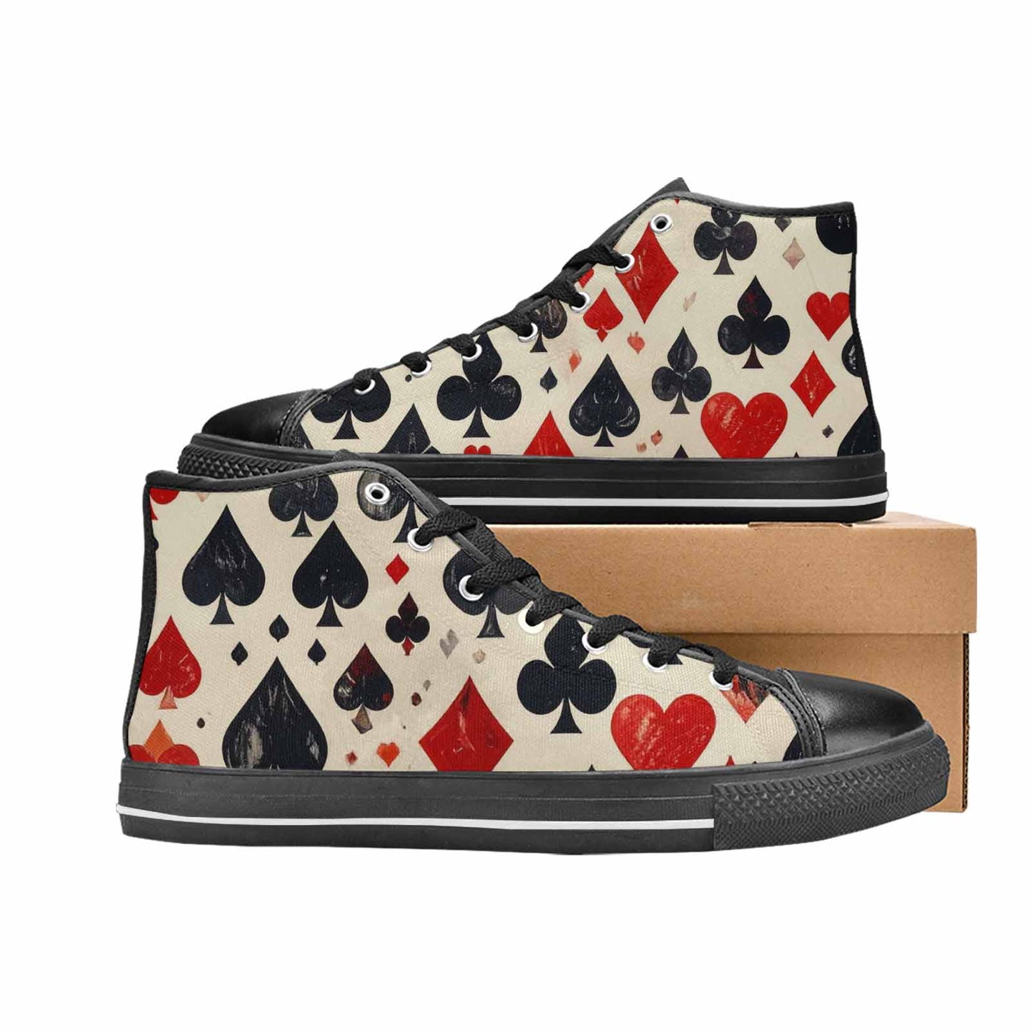 MEN'S Playing Card Suit High Top Canvas Neon Fantasy Custom Sneakers