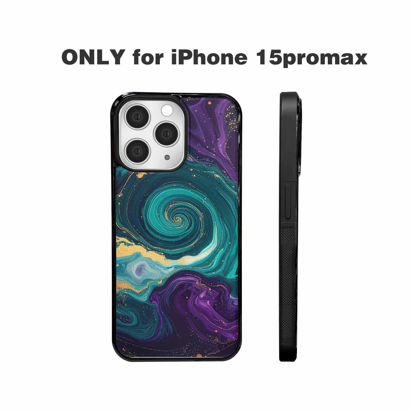 iPhone 15 Pro Max Case — Marbled Swirl Texture Blended With Galaxy, Unique Phone Case Design