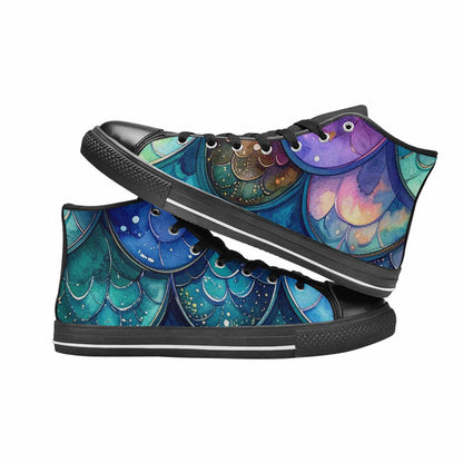 WOMEN'S Mermaid Scale High Top Canvas Cottagecore Custom Sneakers
