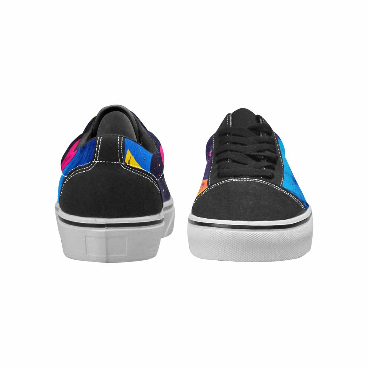 MEN'S Memphis Squiggles Triangles Dots Canvas Lace-Up Neon Fantasy Custom Shoes