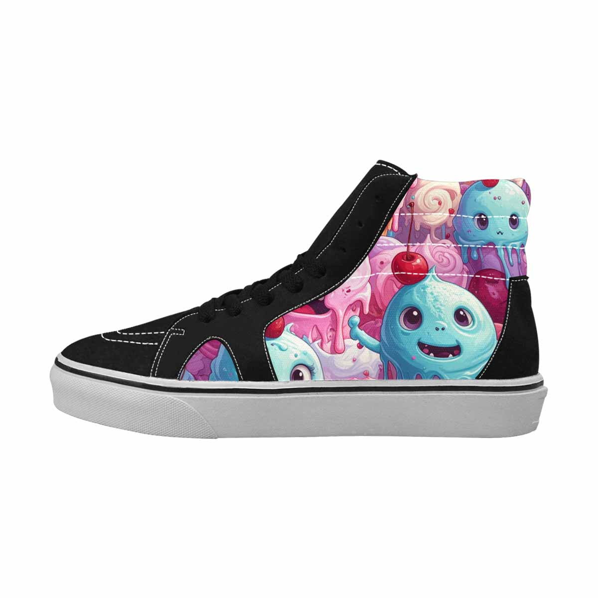 MEN'S Melting Icecream Monster Cherry High Top Canvas Grunge Custom Shoes