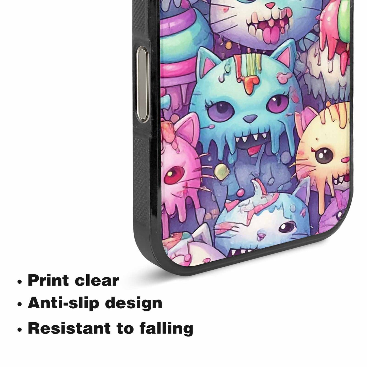 iPhone 16 Pro Case — Pastel Gore Cat Character Pattern Hundreds, Original Design Phone Case