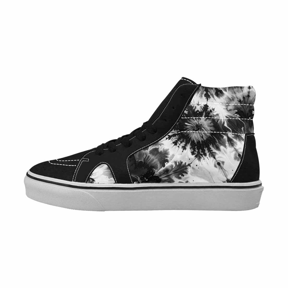 WOMEN'S Tie Dye Acid Wash Black White High Top Canvas Surreal Sneakers