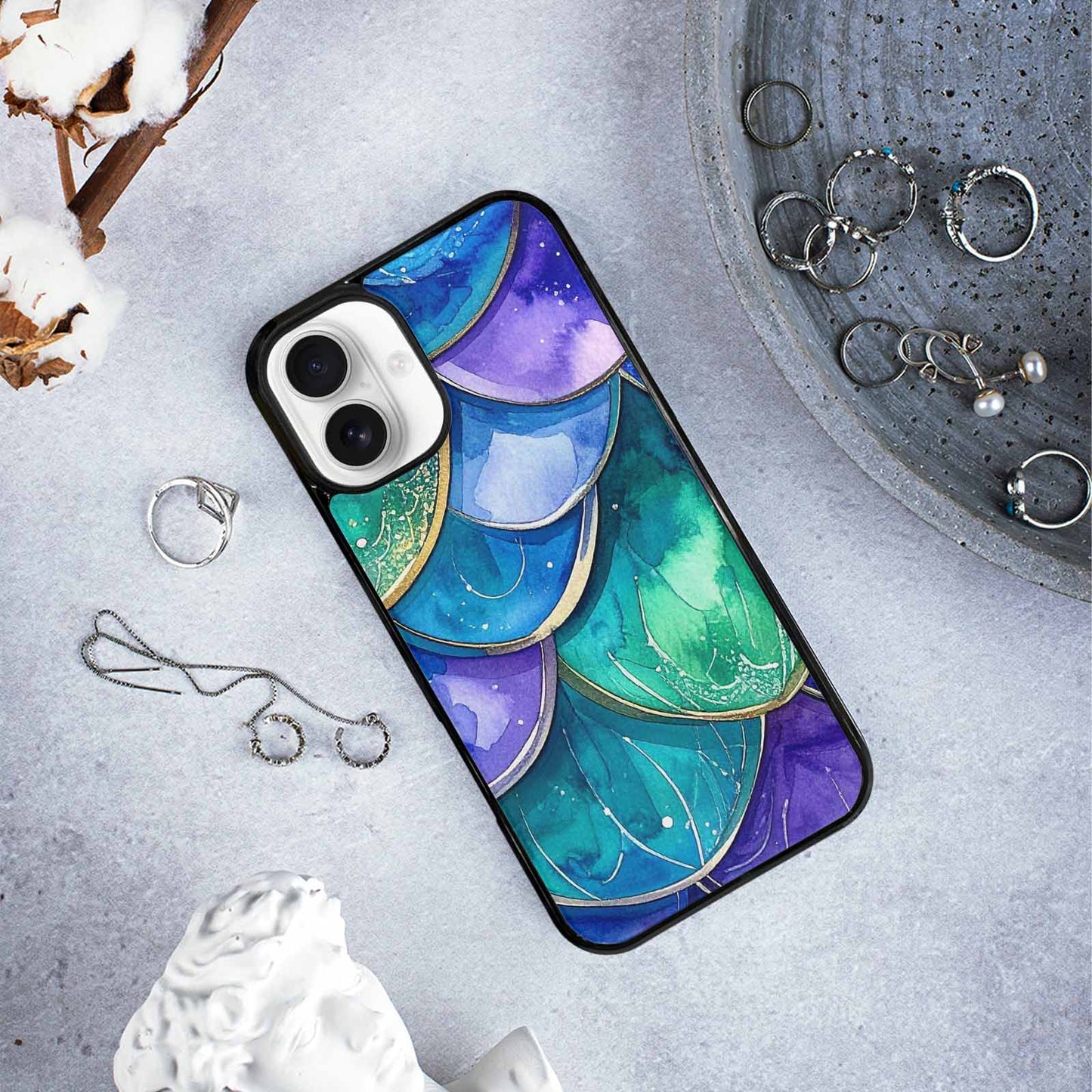 iPhone 16 Plus Case — Mermaid Scale Art Pattern, Custom Print Case Cover
