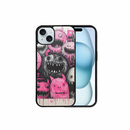 iPhone 15 Plus Case — Monsters General Black Pink Ink Cartoon, Custom Art Phone Cover