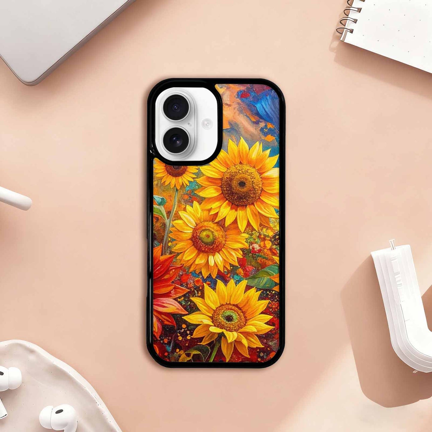 iPhone 17 Case — Impressionist Sunflower Brushstroke Pattern Floral, Custom Print Case Cover